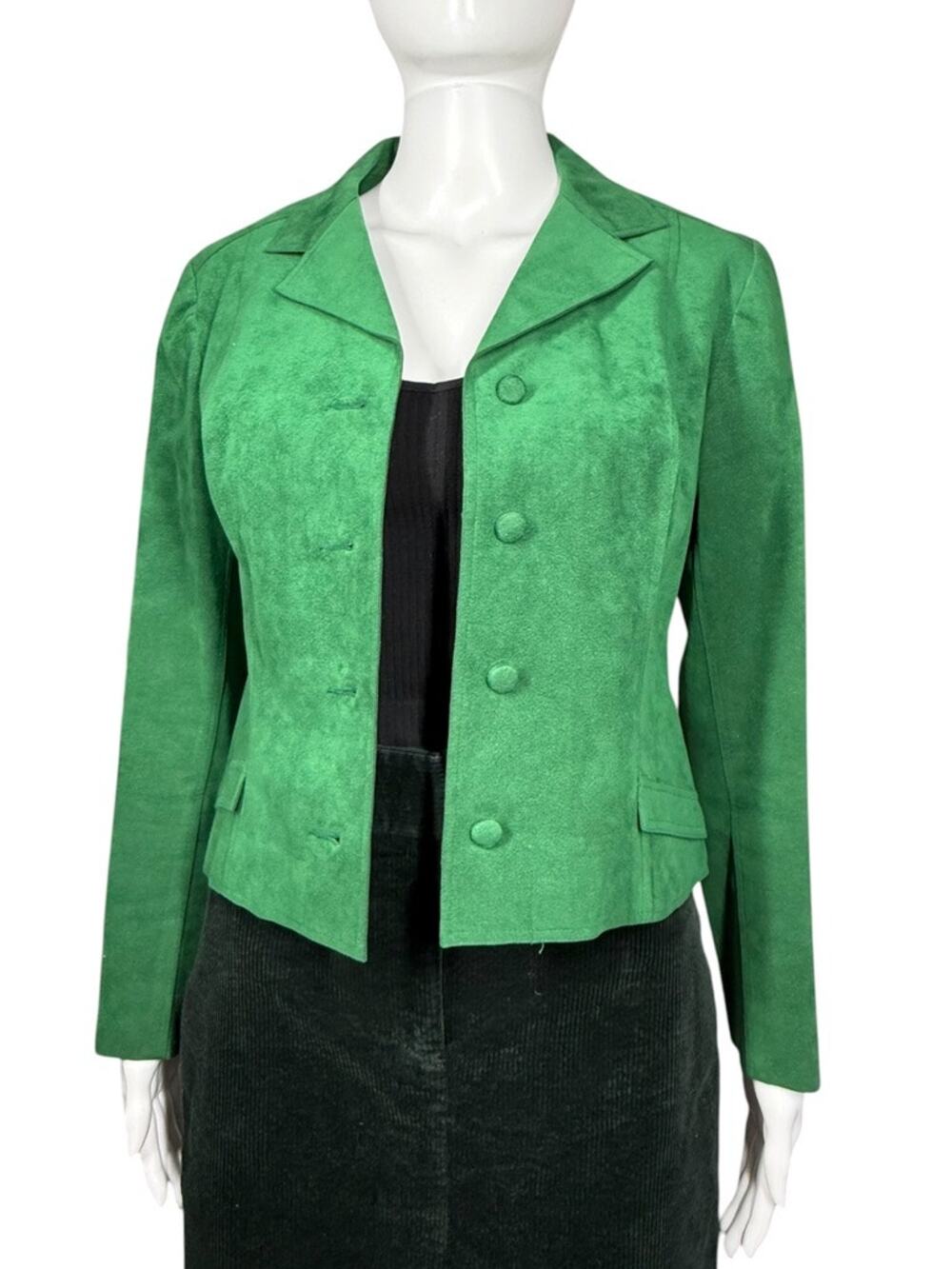 Vintage 60s 70s Posh by Jay Anderson Faux Suede Green Jacket Blazer Size Small